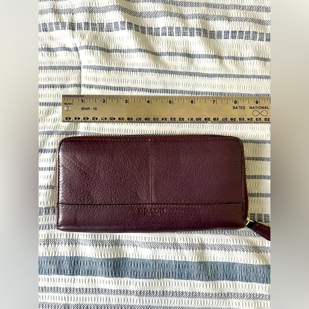 Dark Purple Coach Zip Around Wallet
